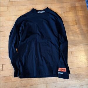 Heron Preston Black Long-Sleeve Crew with Orange Accent